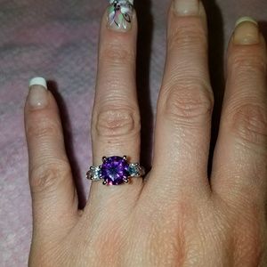 Sterling silver amethyst & white sapphire ring